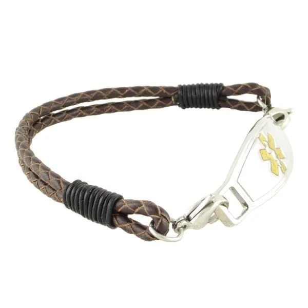 double strand bracelet-Double Braided Leather Medical Bracelet