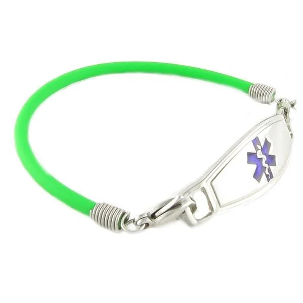 luxury diamond bracelet-Green Rubber Medical Bracelets