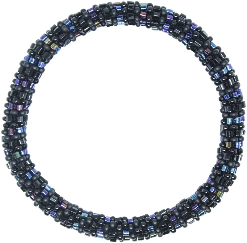 men’s beaded wristband-Iridescent & Matte Black Semisolid