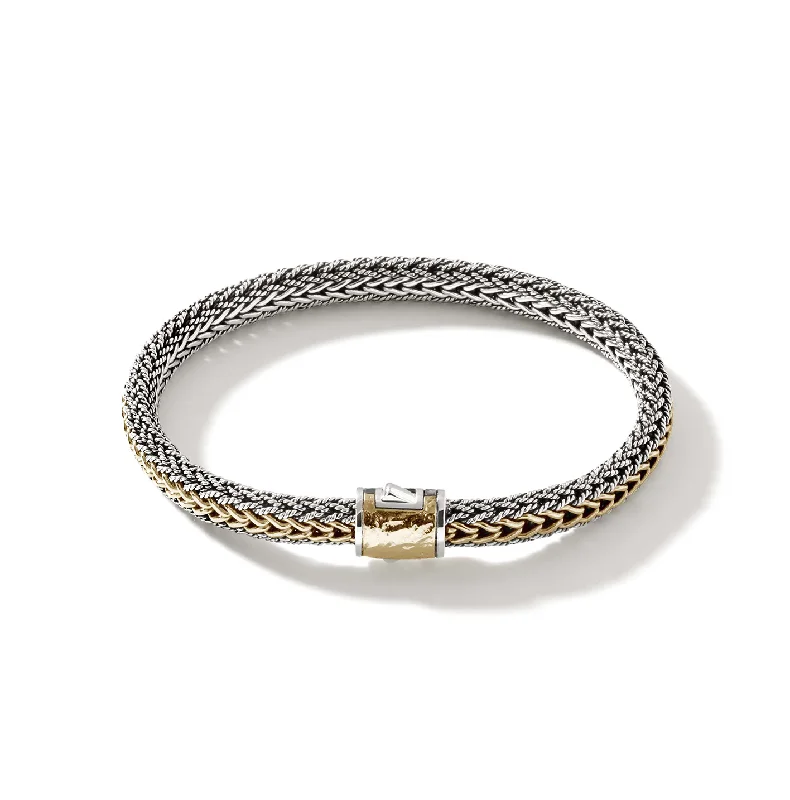 sparkly stone bracelet-John Hardy Classic Chain Yellow Gold and Sterling Silver Reversible Bracelet