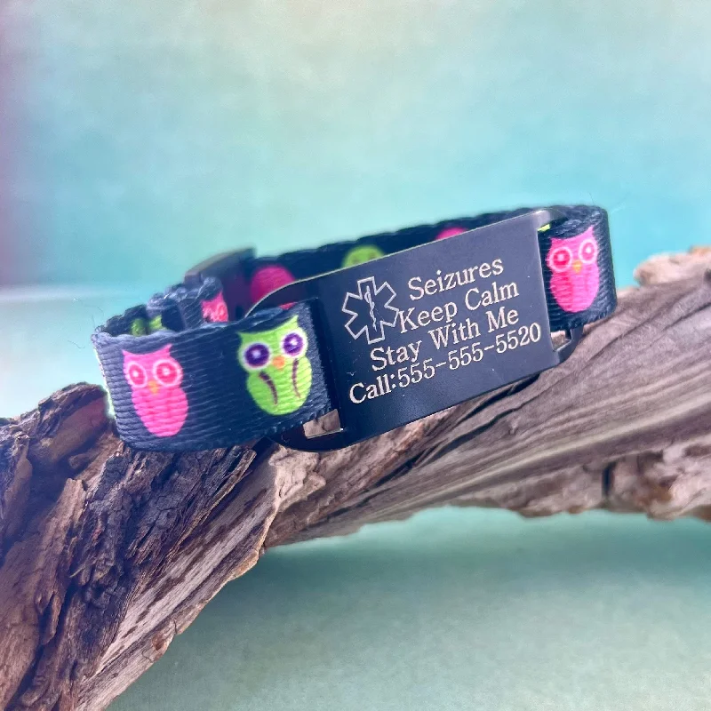 silver love bracelet-Kids Medical Alert Bracelet ~ Hoot