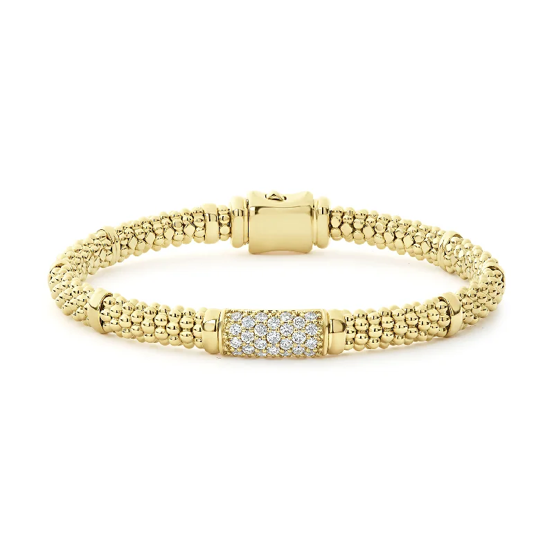 ocean charm bracelet-LAGOS Caviar Gold 18K Gold Diamond Bracelet, 6mm