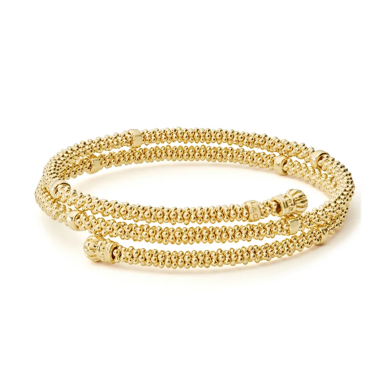 lucky charm bracelet-LAGOS Caviar Gold 18K Gold Wrap Bracelet