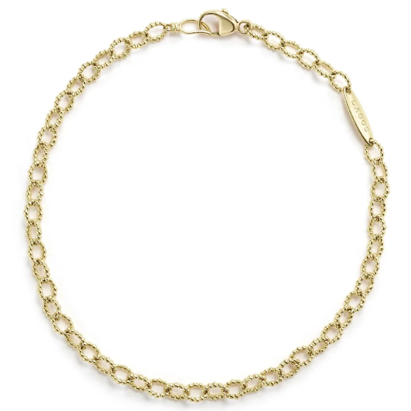 yellow gold bracelet-LAGOS Signature Caviar 18K Gold Petite Link Bracelet