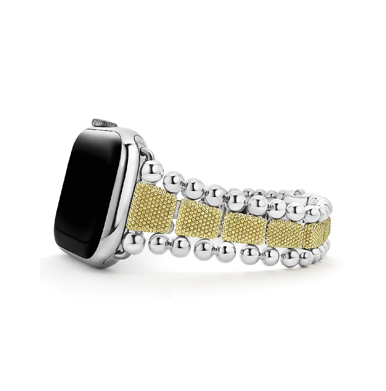 silver braided bracelet-LAGOS Smart Caviar 18K Gold and Sterling Silver Caviar Beaded Watch Bracelet