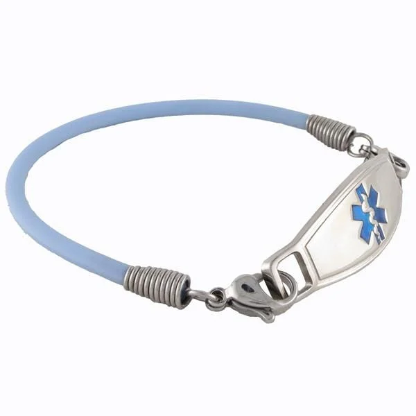 beaded leather bracelet-Light Sky Blue Rubber Medic Bracelets