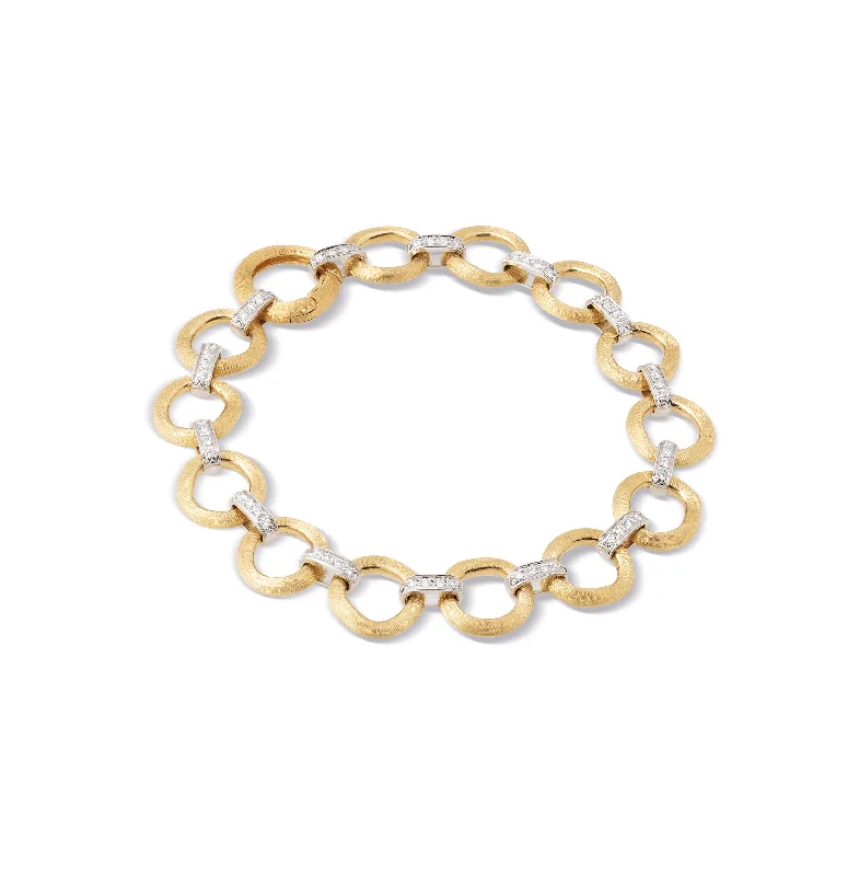 leather band bracelet-Marco Bicego Jaipur Mixed Metals Flat Link Bracelet with Diamonds