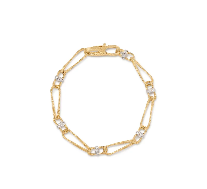 men's beaded chain bracelet-Marco Bicego Marrakech Mixed Metals Twisted Bracelet with Diamonds