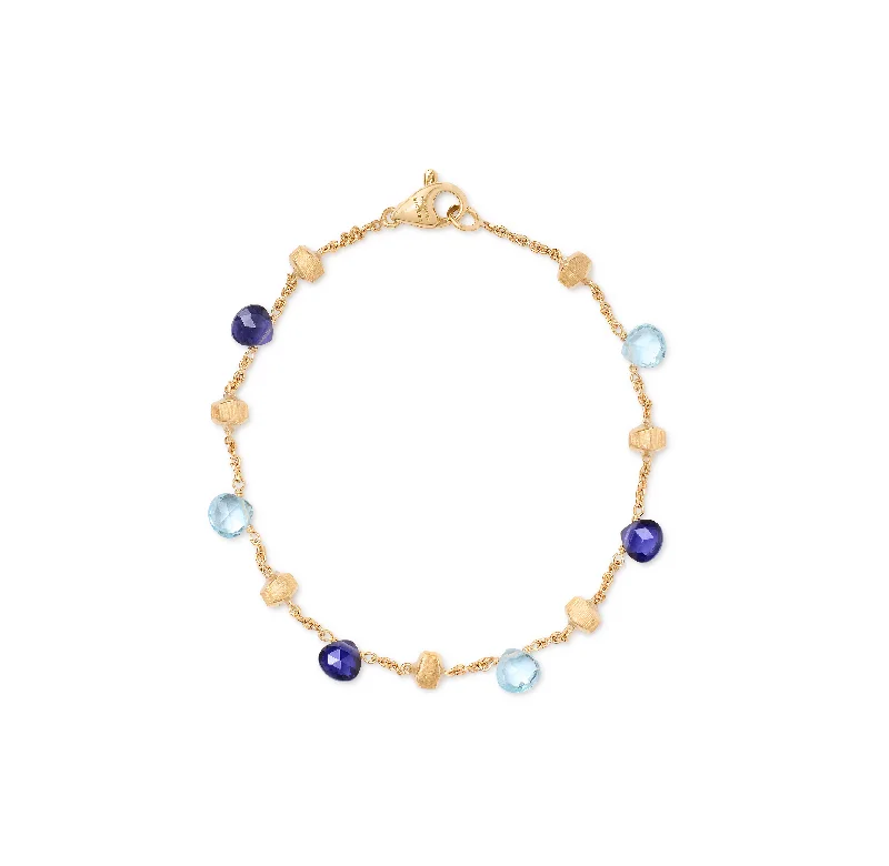 elastic silver bracelet-Marco Bicego Paradise Yellow Gold Single Strand Topaz & Iolite Bracelet