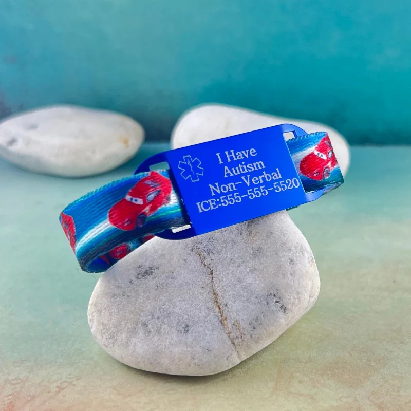 unique charm bracelet-Medical Alert Bracelet Kids ~ Racecar