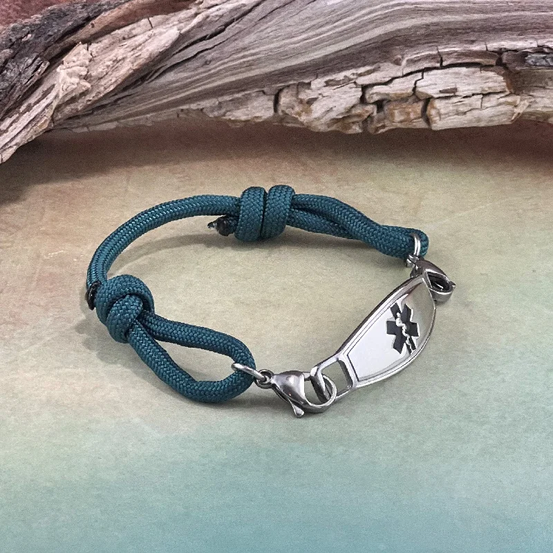 healing stone bracelet-Paracord Medical Alert Bracelet "Teal"