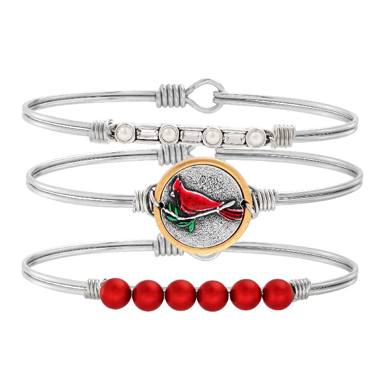 crystal charm bracelet-Red Messenger Stack (Set of 3)