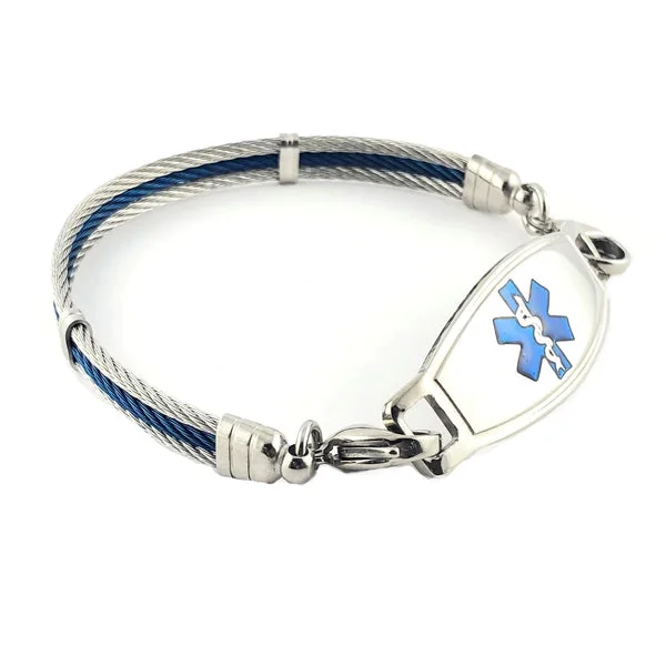 leather bracelet with charms-The Bay Cable Mens Medical Bracelet