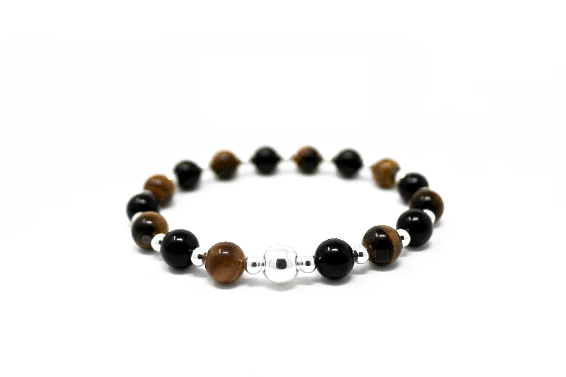 natural fiber bracelet-The Big Tommy Bracelet • Tiger’s Eye & Black Onyx