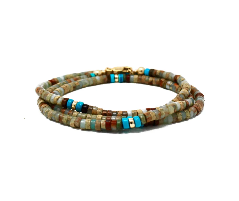 leather cuff bracelet-The Moana Wrap Bracelet • Impression Jasper