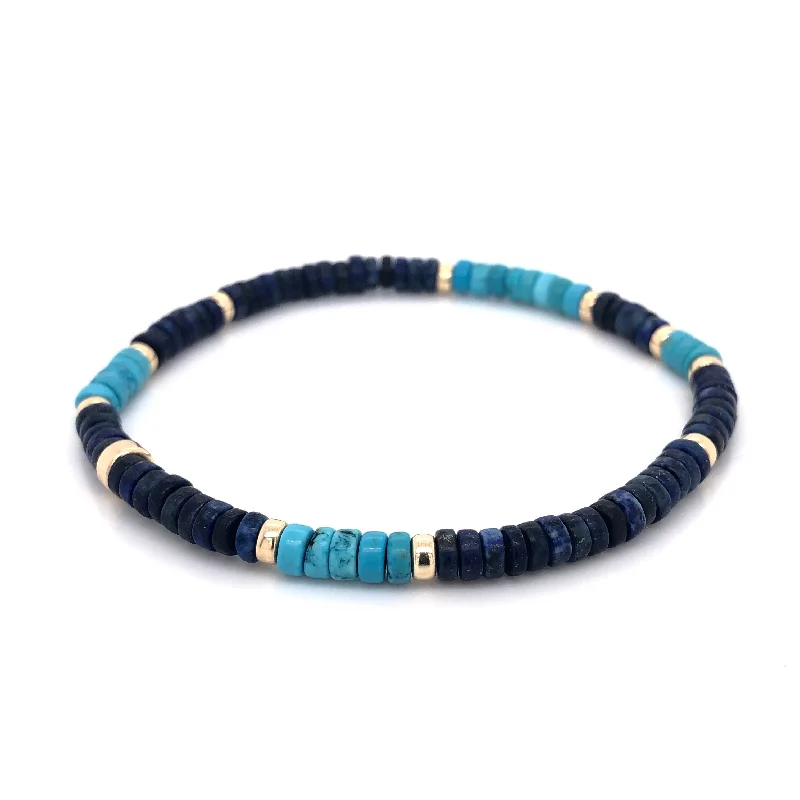 leather cord bracelet-The Skyline Bracelet • Lapis Lazuli and Turquoise Howlite