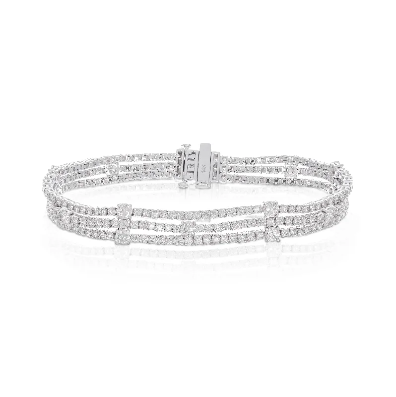 gemstone healing bracelet-Sabel Collection White Gold 3 Row Tennis Bracelet