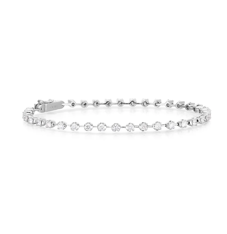 natural stone bracelet-Sabel Collection White Gold Petite Bar Tennis Bracelet