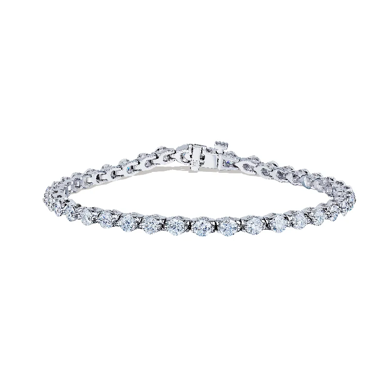 braided string bracelet-Sabel Collection White Gold Round Diamond Tennis Bracelet, 7"