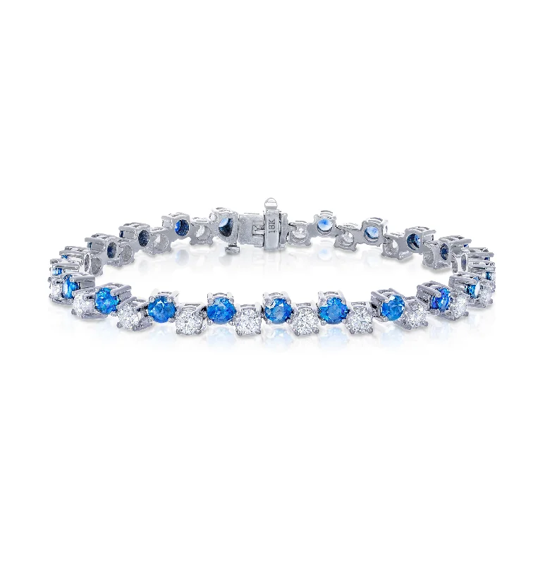 woven friendship bracelet-Sabel Collection White Gold Sapphire and Diamond Zig-Zag Bracelet