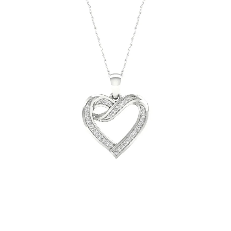 silver teardrop necklace-1/10ct TDW Diamond Heart Necklace in Sterling Silver by De Couer