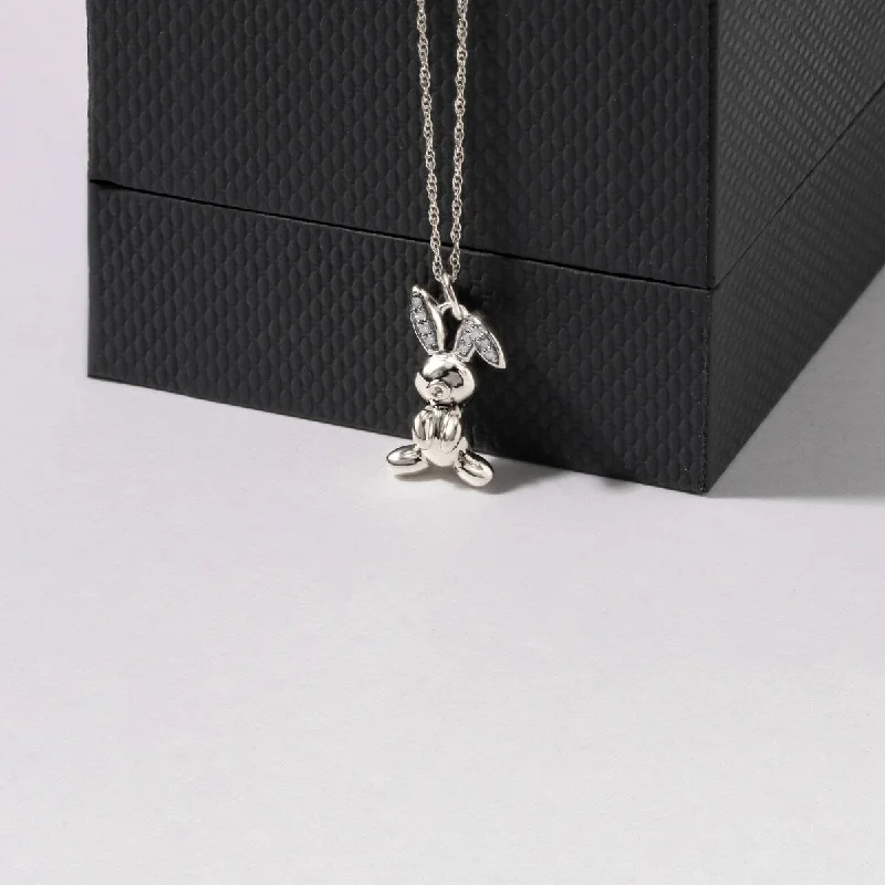 infinity love necklace-1/20ct TDW Diamond Animal Bunny Pendant Necklace in Sterling Silver