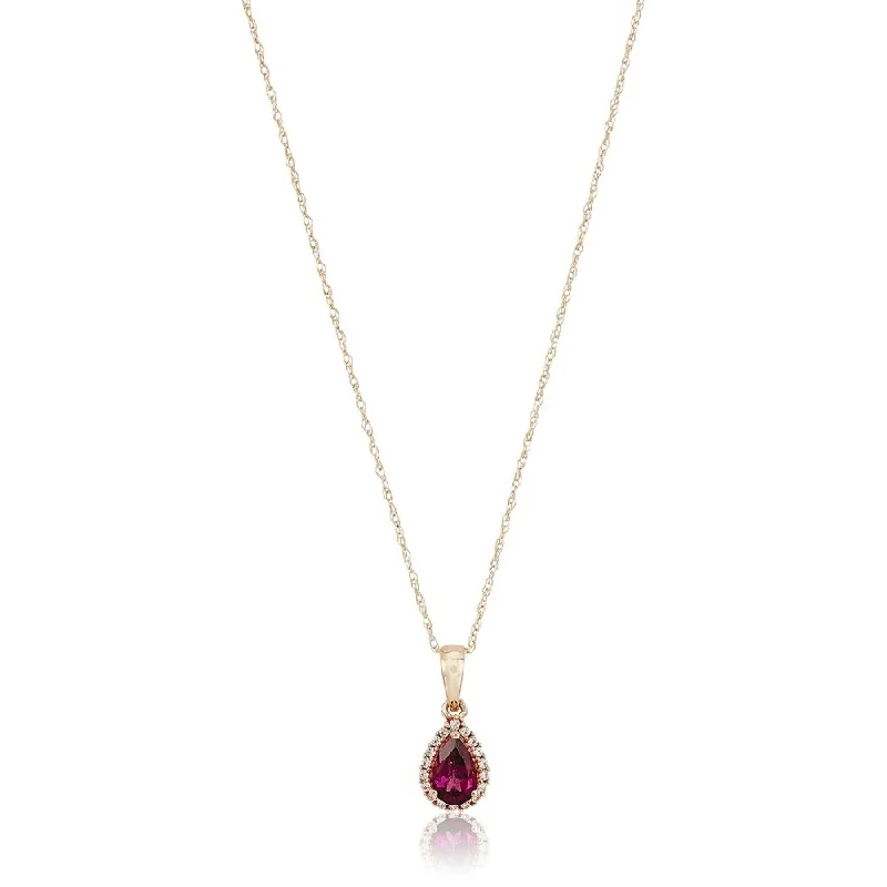 men’s gold necklace-10k Rose Gold Rhodolite & Created White Sapphire Pendant Necklace, 18"