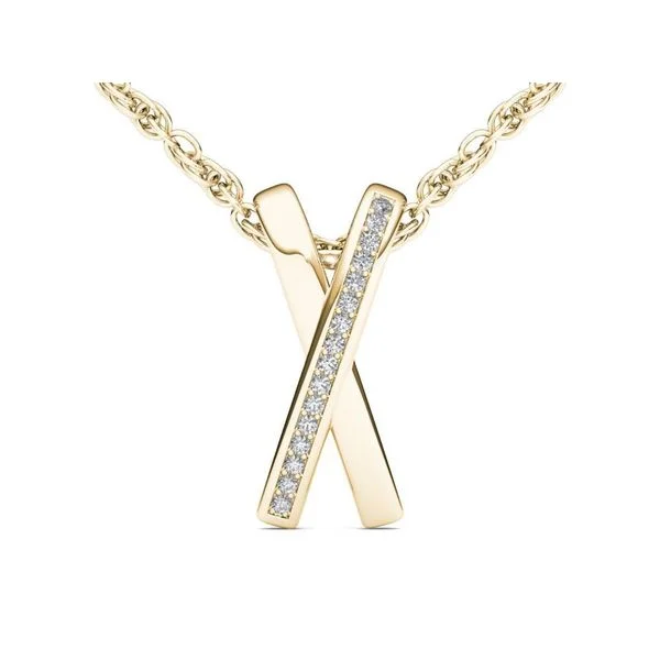 adjustable silver necklace-10k Yellow Gold Diamond "X" Necklace by De Couer