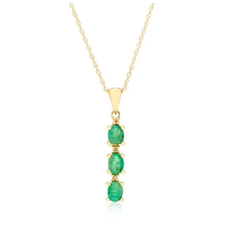 simple pendant choker necklace-10KT Yellow Gold Emerald and Diamond Pendant