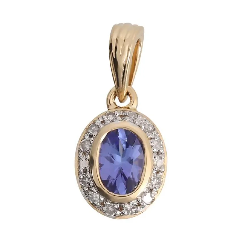 dainty heart necklace-14KT Yellow Gold Tanzanite and Diamond Halo Pendant