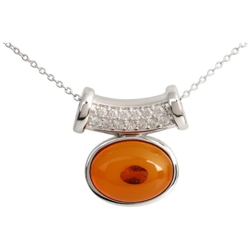 religious pendant necklace-925 Sterling Silver Baltic Amber and White Natural Zircon Pendant