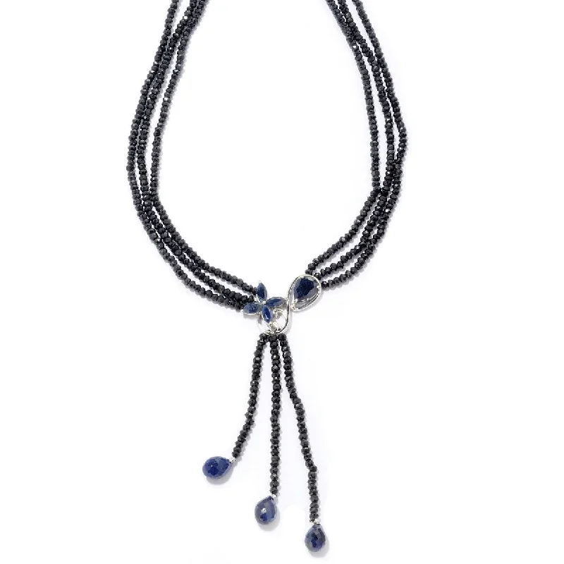 dainty necklace for women-925 Sterling Silver Black Spinel Beads Necklace