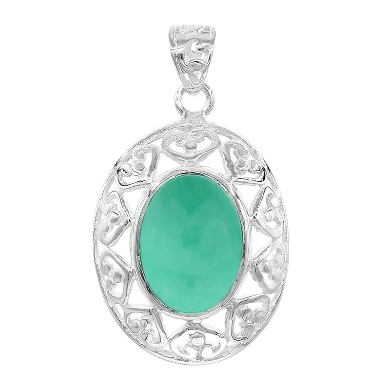 infinity symbol necklace-925 Sterling Silver Chrysoprase Classic Pendant