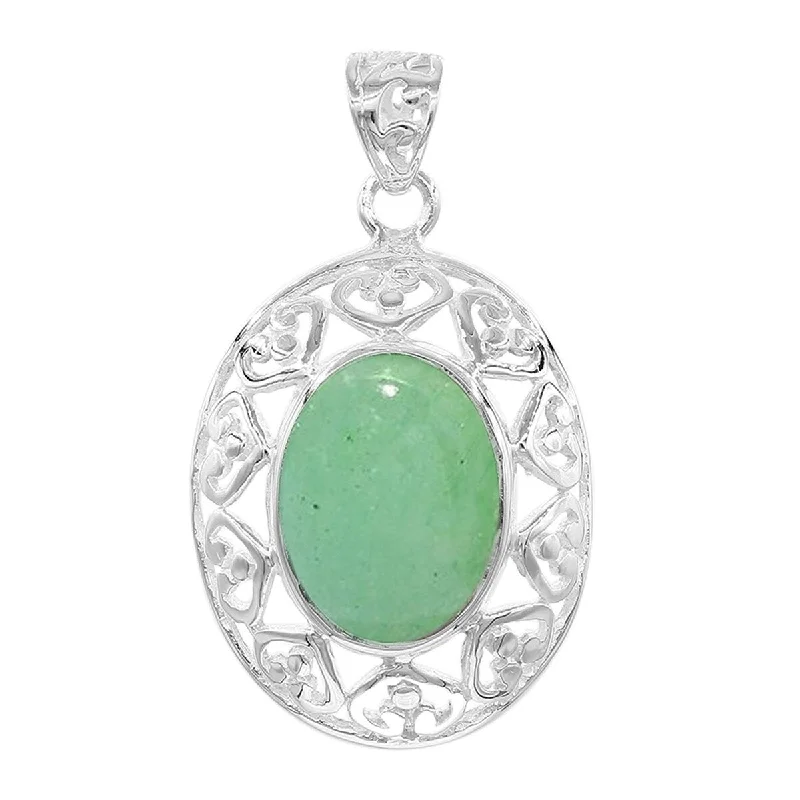 birthstone charm necklace-925 Sterling Silver Green Aventurine Classic Pendant