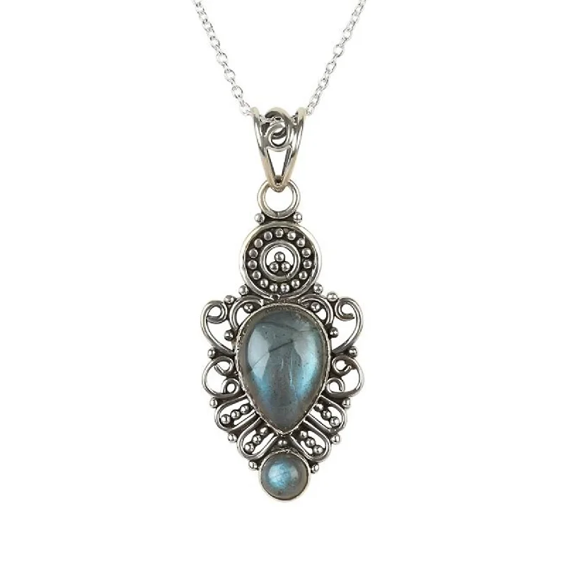 pendant chain necklace-925 Sterling Silver Labradorite Pendant