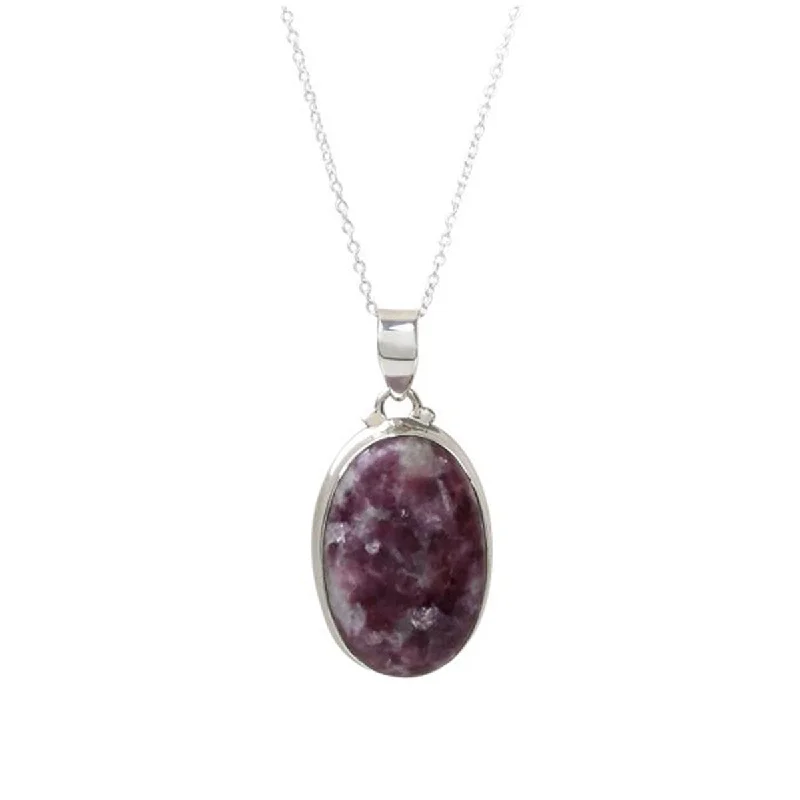 personalized message necklace-925 Sterling Silver Lepidolite Pendant