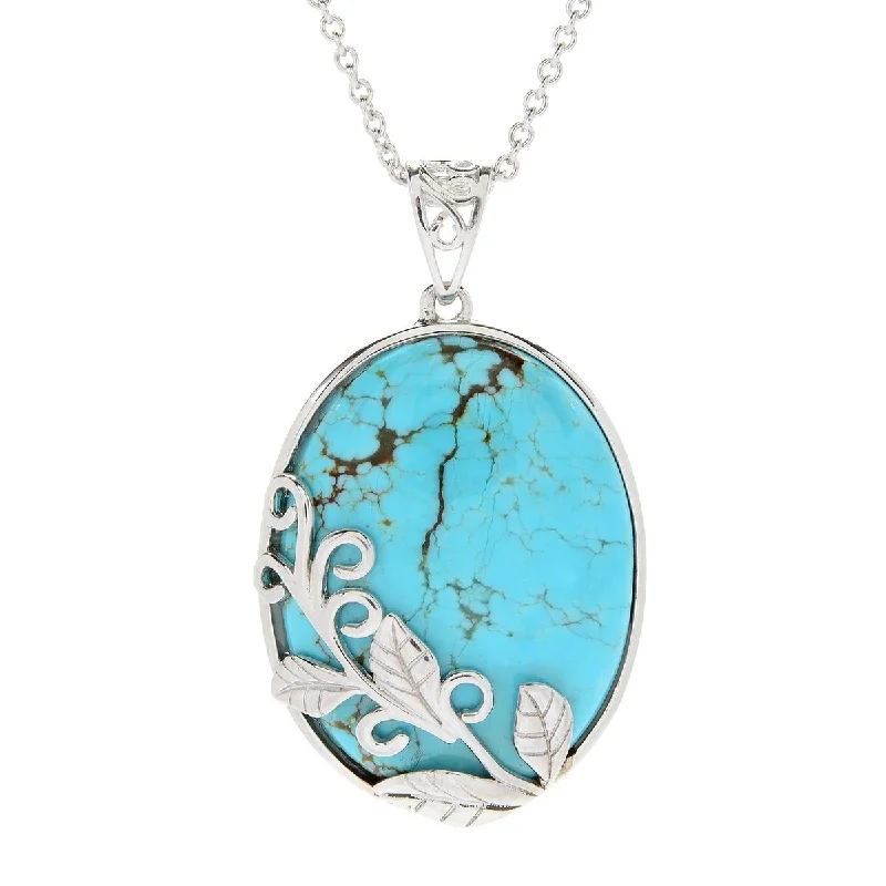 dainty charm necklace-925 Sterling Silver Mine#8 Turquoise Pendant