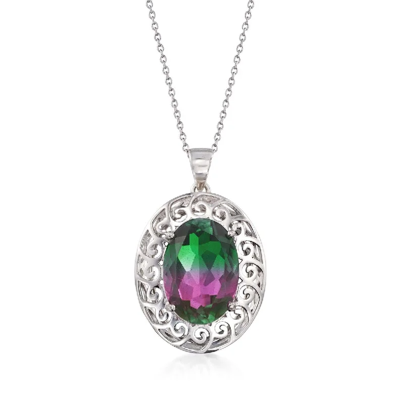 celestial necklace for women-925 Sterling Silver Multi Tourmaline Doublet Pendant