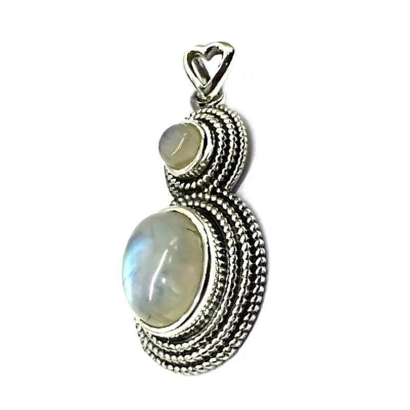 women’s gold choker necklace-925 Sterling Silver Rainbow Moonstone Classic Pendant