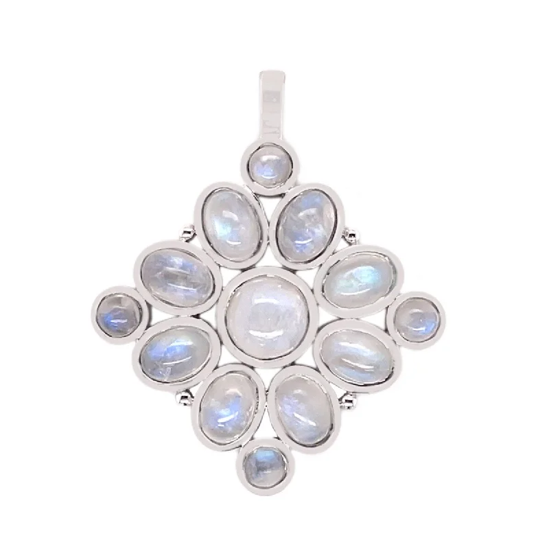 birthstone necklace-925 Sterling Silver Rainbow Moonstone Gemstone Pendant