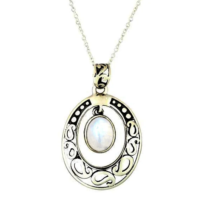 geometric pendant necklace-925 Sterling Silver Rainbow Moonstone Pendant