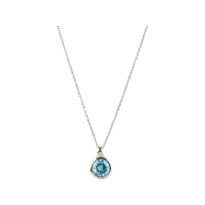 pearl necklace for women-925 Sterling Silver Swiss Blue Topaz Pendant