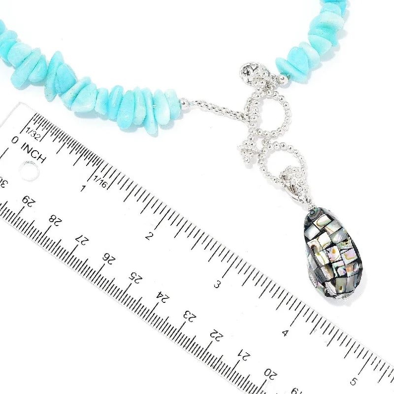 dainty heart necklace-Dallas Prince Sterling Silver 18" Freeform Gem Necklace w/ Mosaic Bead Charm