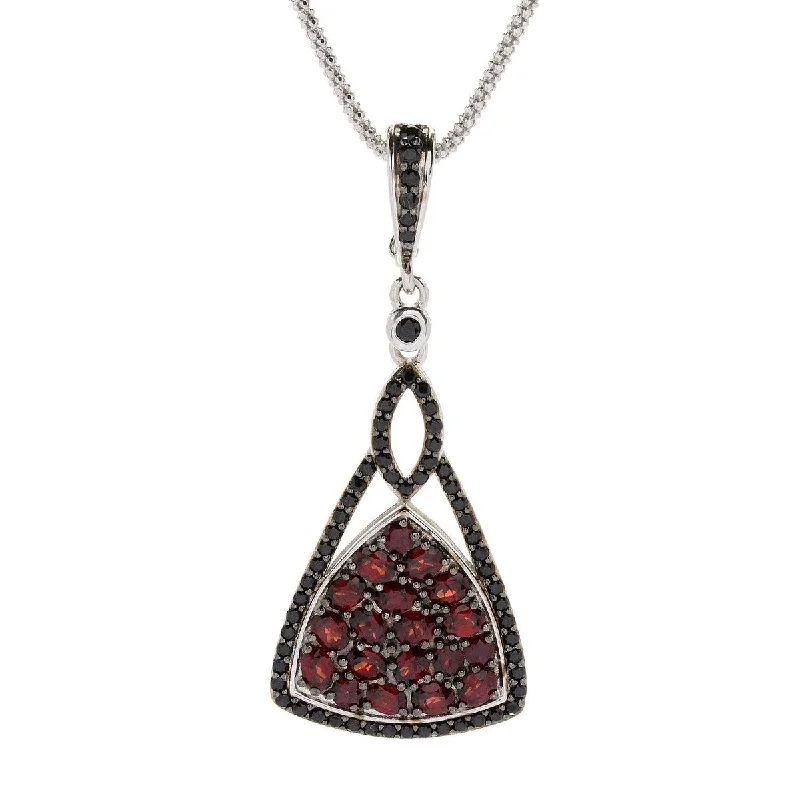 long gold necklace-Dallas Prince Sterling Silver 4.31ctw Gemstone & Black Spinel Enhancer Pendant w/ 18" Chain & 3" Ext