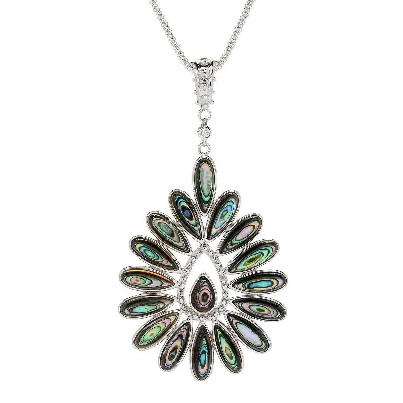 boho gemstone necklace-Dallas Prince Sterling Silver Gemstone & White Zircon Sunburst Pendant. Collection: Garden Party