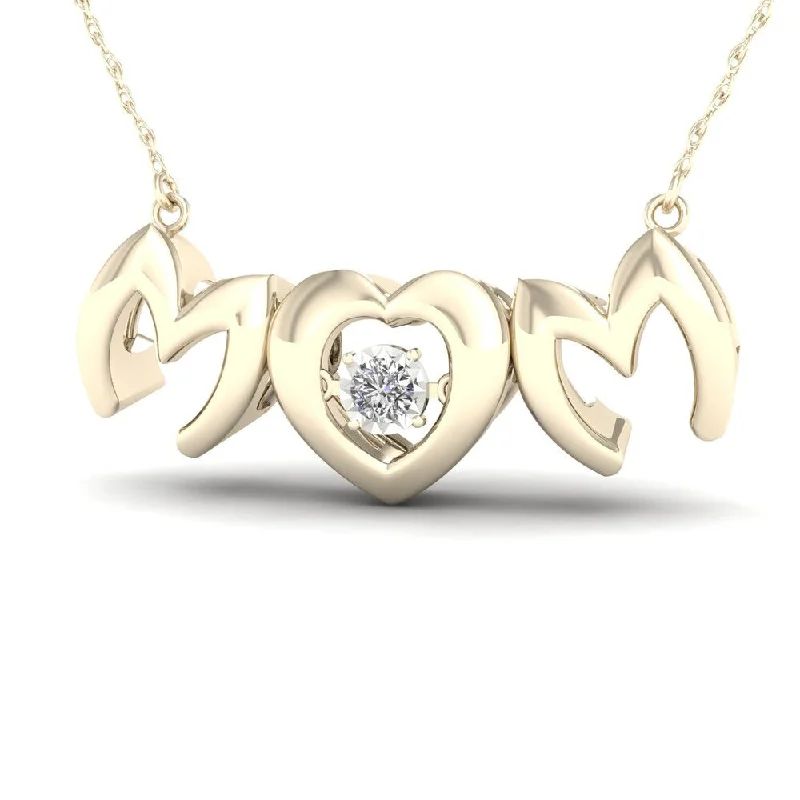 pendant necklace for mom-De Couer 1/20ct TDW Diamond Mom Heart Necklace - Yellow