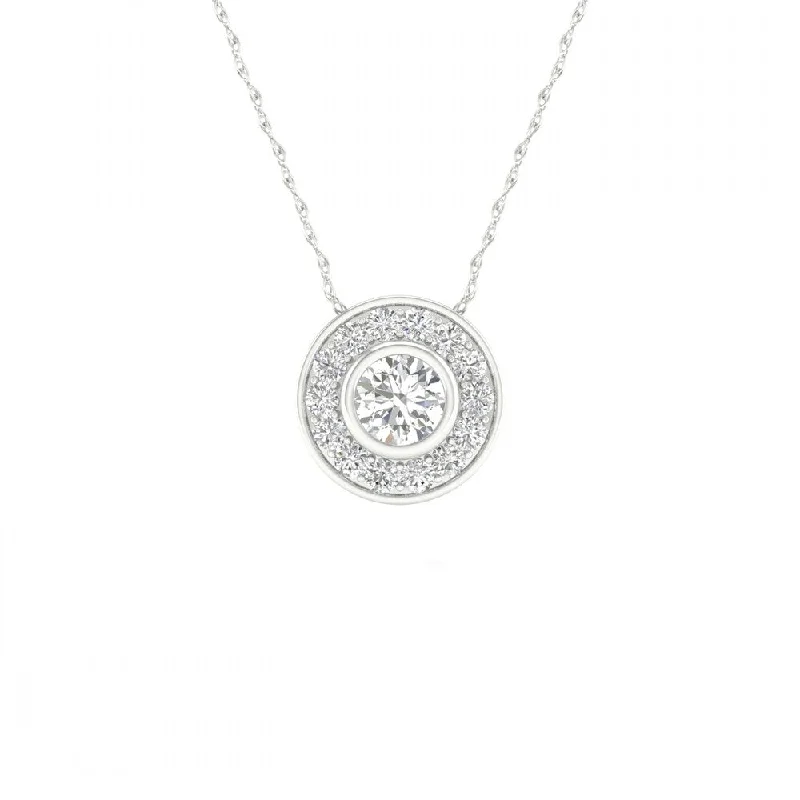 silver necklace with pendant-De Couer 10k Gold 1/4ct TDW Diamond Halo Necklace