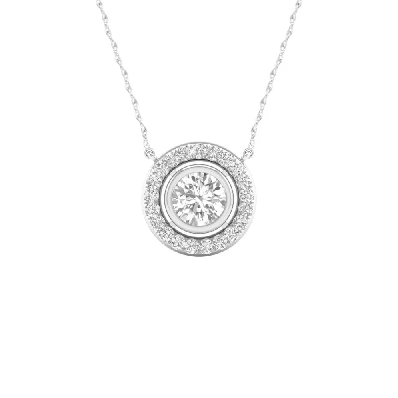 3D pendant necklace-De Couer 10k Gold 1/4ct TDW Diamond Halo Necklace