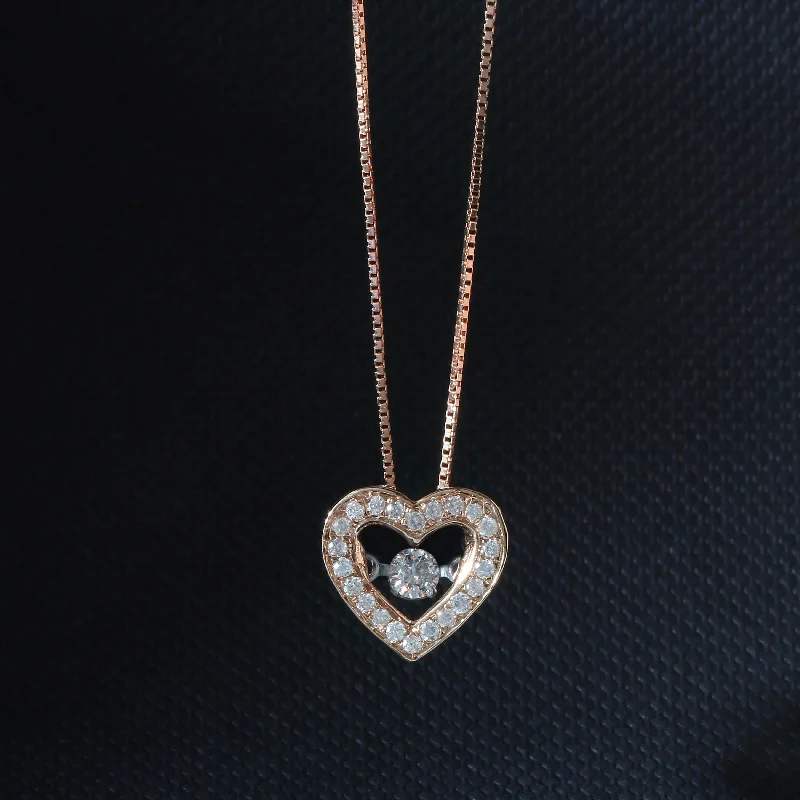 rose gold choker necklace-De Couer 10k Gold 1/5ct TDW Diamond HeartBeat Necklace