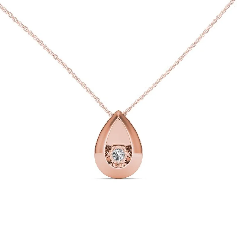 geometric necklace-De Couer 10K Rose Gold 1/20ct TDW Dancing Diamond Necklace - Pink